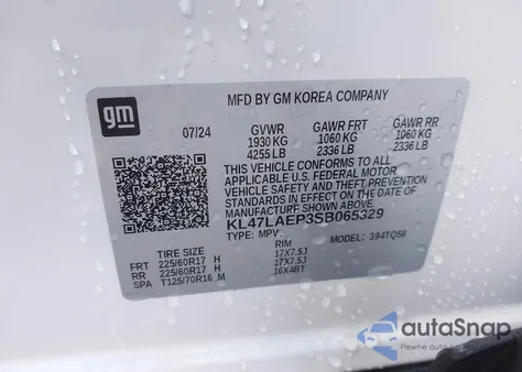 2025 Buick Envista Preferred Fwd from USA, damaged, VIN KL47LAEP3SB065329